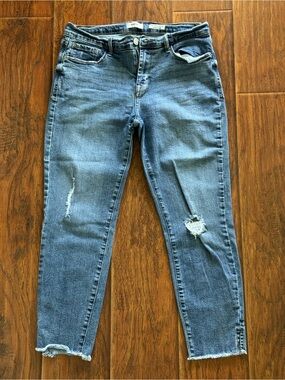 Kensie Blue Distressed Ankle Skinny Jeans (No Size TAG)